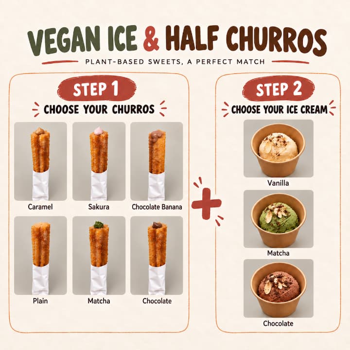 Vegan Ice Cream & Half Churro | Vegan Churros ~G'DAY~, vegan churros shop in Asakusa, Tokyo
